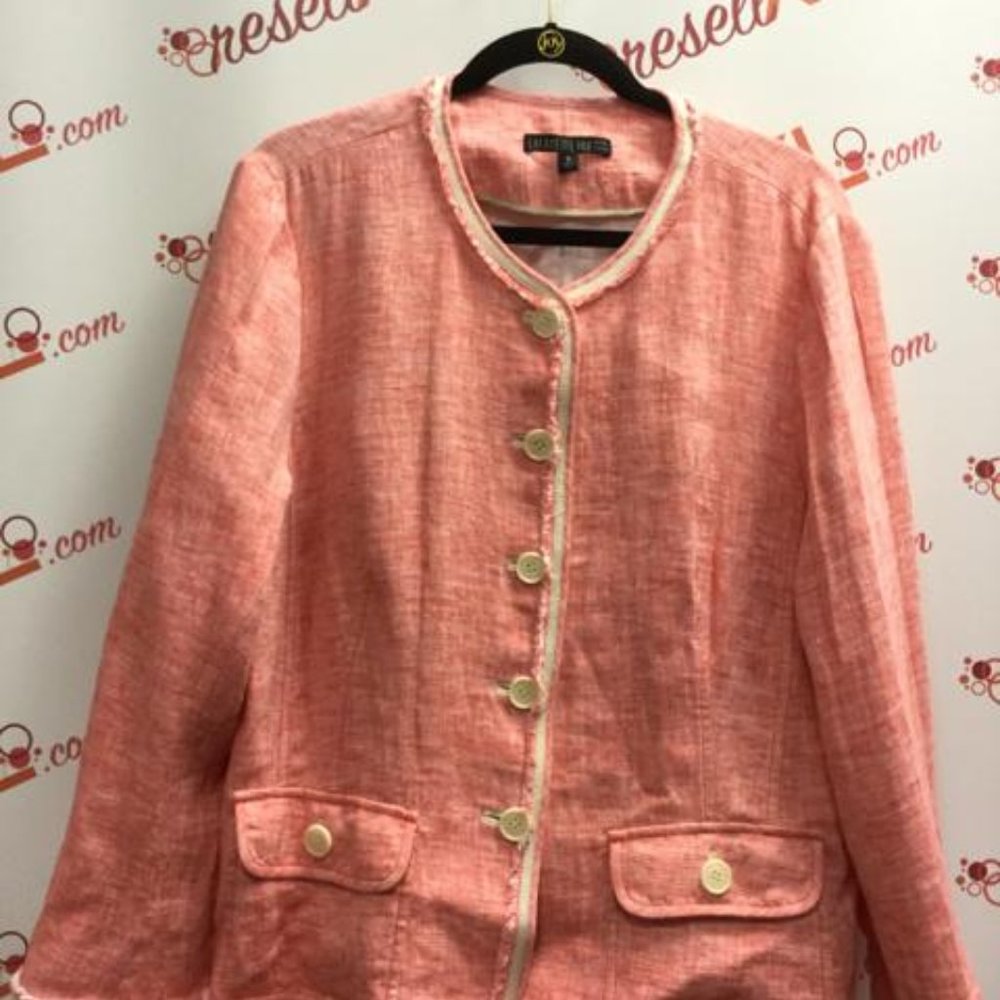 Lafayette 148 Size 16 Coral Linen Blend Jacket